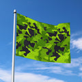 Lime Green Camouflage Print Polyester Flag