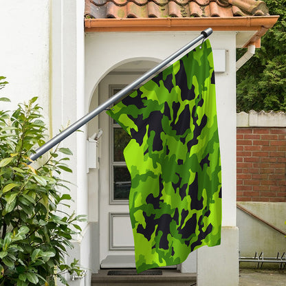 Lime Green Camouflage Print Polyester Flag