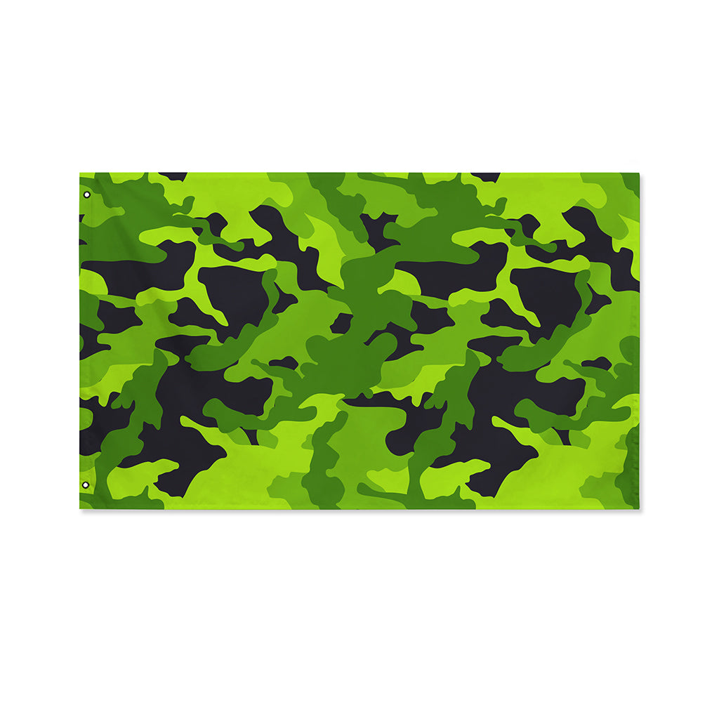 Lime Green Camouflage Print Polyester Flag