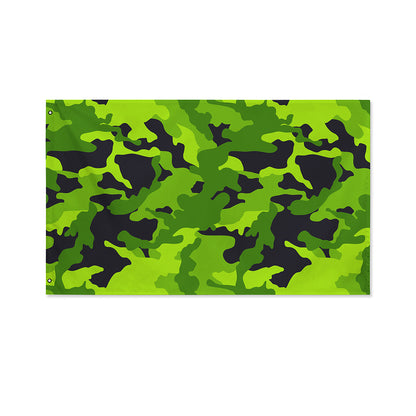 Lime Green Camouflage Print Polyester Flag