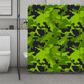 Lime Green Camouflage Print Polyester Shower Curtain