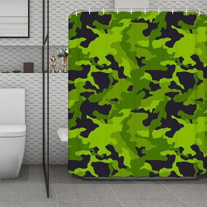 Lime Green Camouflage Print Polyester Shower Curtain