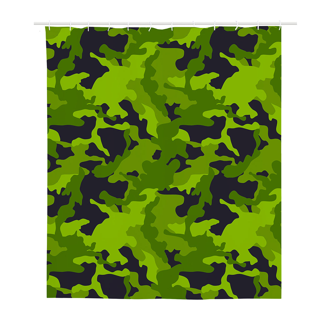 Lime Green Camouflage Print Polyester Shower Curtain