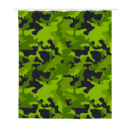 Lime Green Camouflage Print Polyester Shower Curtain