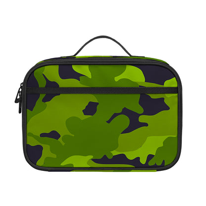 Lime Green Camouflage Print Portable Lunch Bag