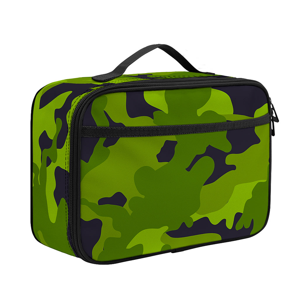 Lime Green Camouflage Print Portable Lunch Bag