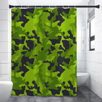 Lime Green Camouflage Print Premium Shower Curtain
