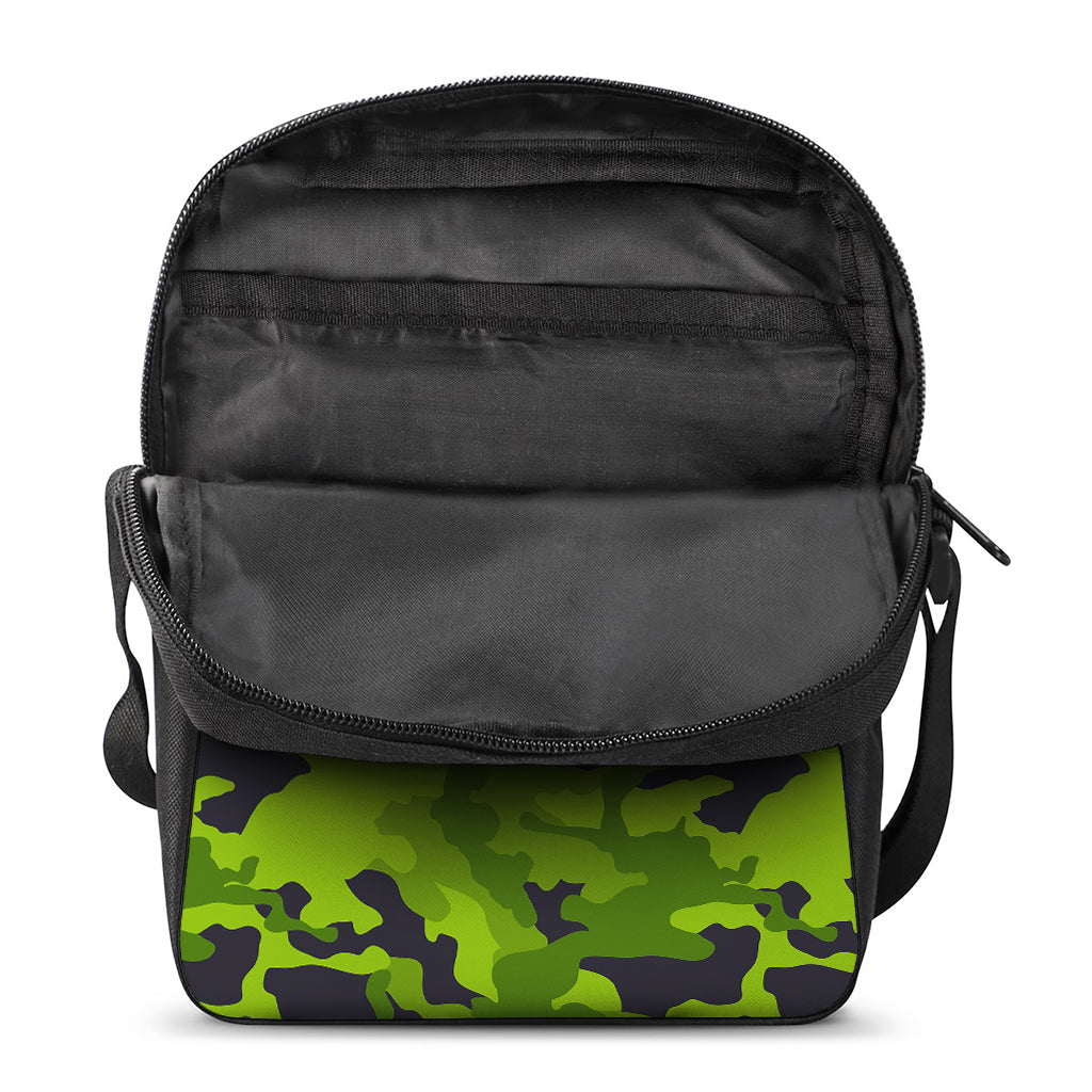 Lime Green Camouflage Print Rectangular Crossbody Bag