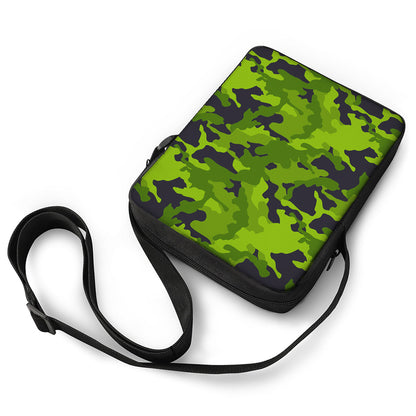 Lime Green Camouflage Print Rectangular Crossbody Bag