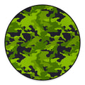 Lime Green Camouflage Print Round Floor Mat