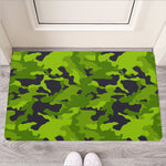 Lime Green Camouflage Print Rubber Doormat