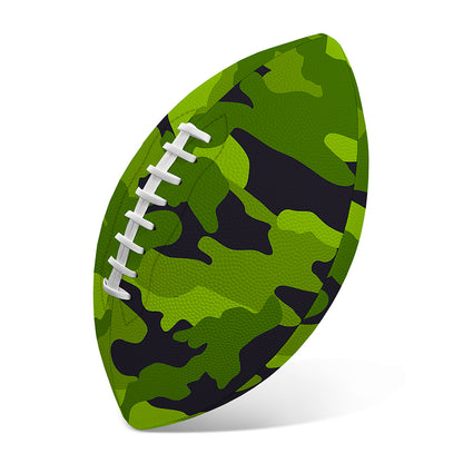 Lime Green Camouflage Print Rugby Ball