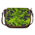 Lime Green Camouflage Print Saddle Bag