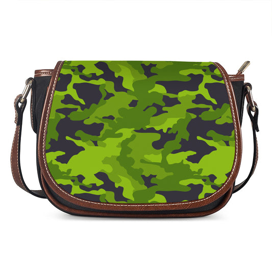 Lime Green Camouflage Print Saddle Bag