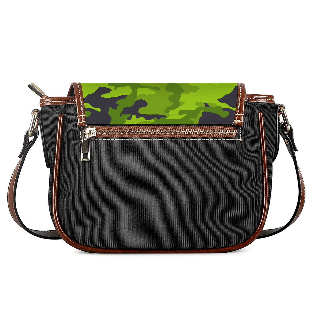 Lime Green Camouflage Print Saddle Bag