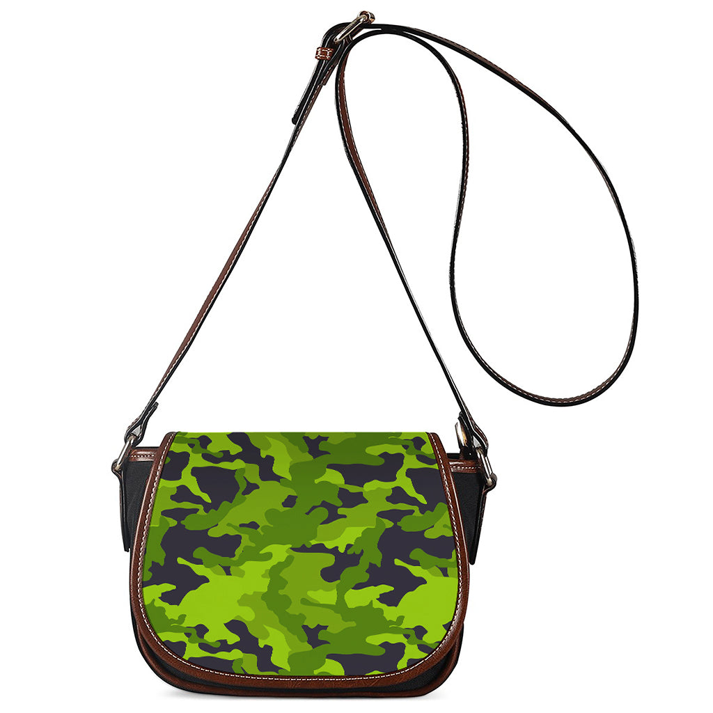 Lime Green Camouflage Print Saddle Bag
