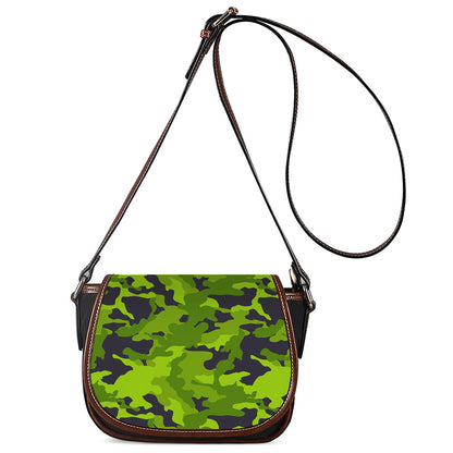 Lime Green Camouflage Print Saddle Bag