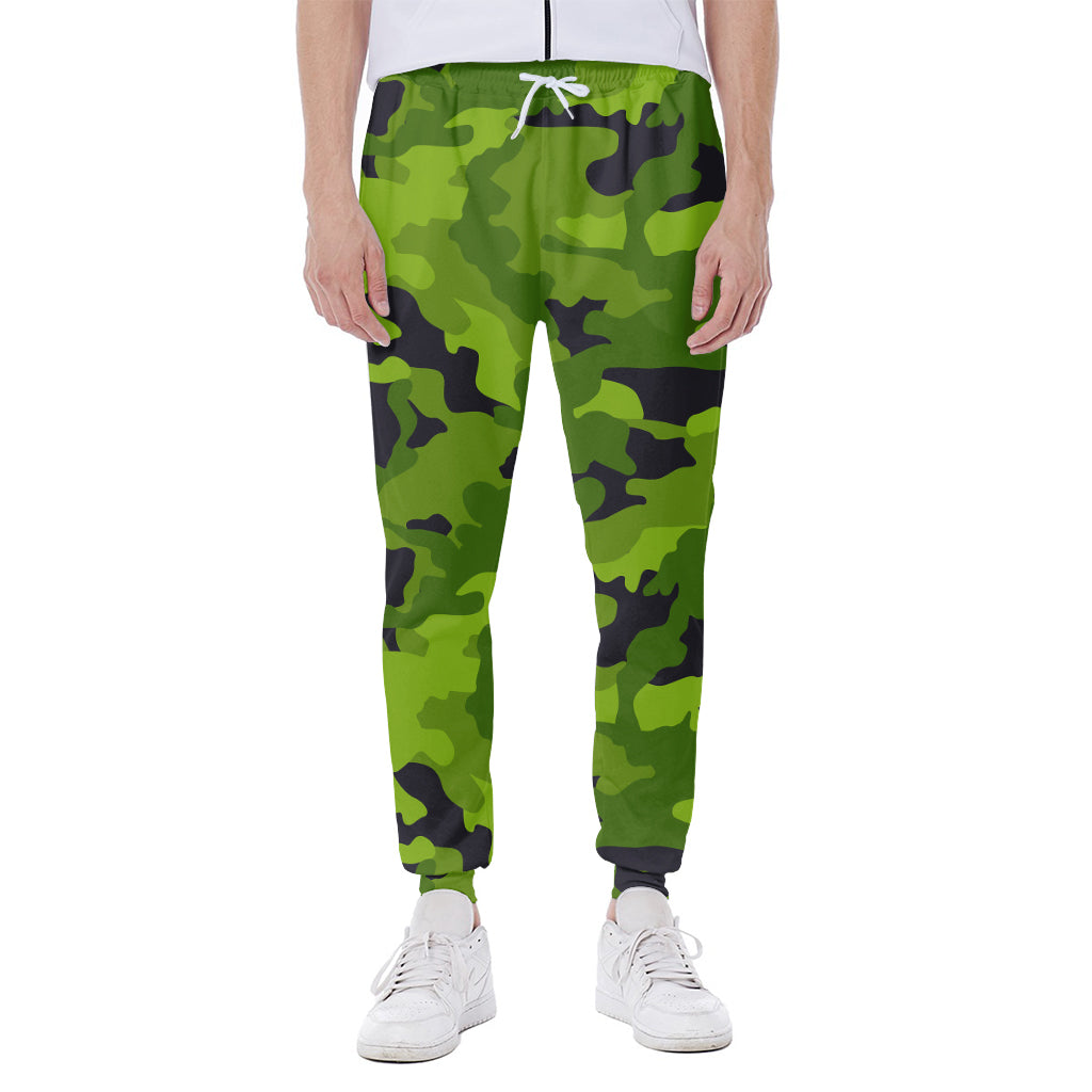 Lime Green Camouflage Print Scuba Joggers