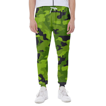 Lime Green Camouflage Print Scuba Joggers