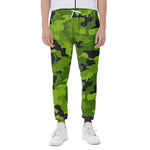 Lime Green Camouflage Print Scuba Joggers