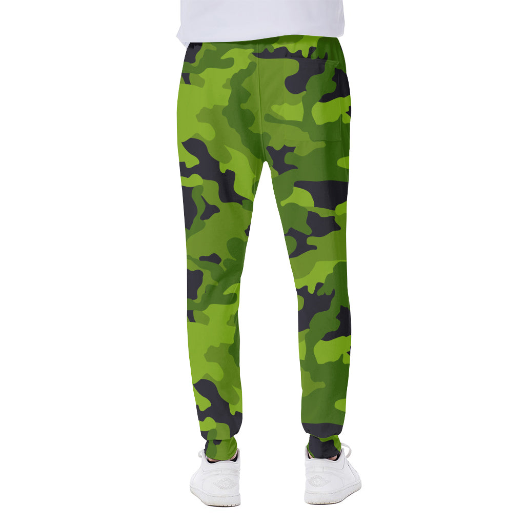 Lime Green Camouflage Print Scuba Joggers