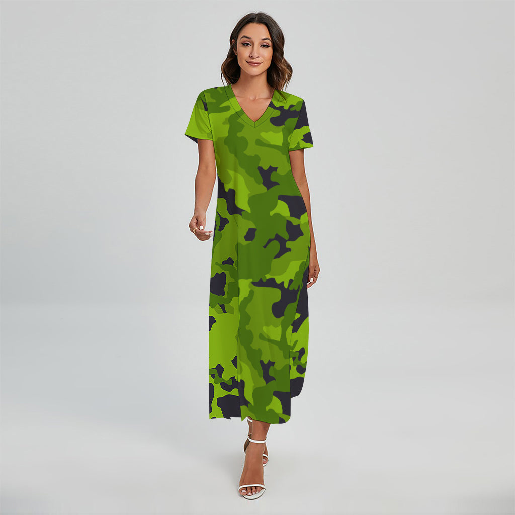 camouflage maxi dress Lime Green Print Short Sleeve Girl size:5 silver bridesmaid dresses Formal Dress Trendy Flowy drying performance with durable