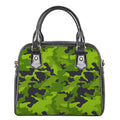 Lime Green Camouflage Print Shoulder Handbag