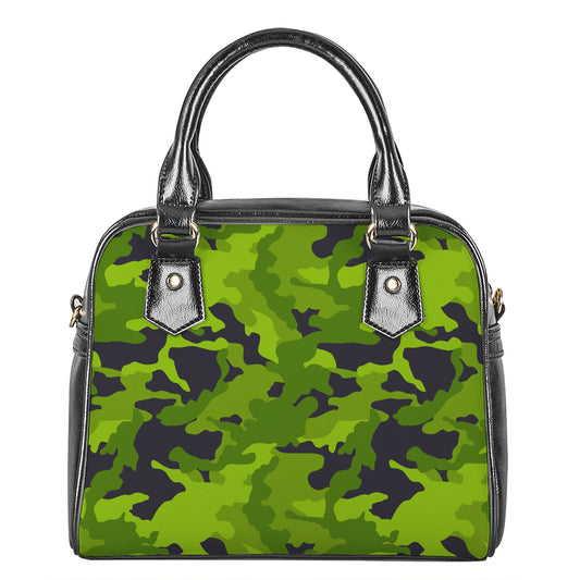 Lime Green Camouflage Print Shoulder Handbag