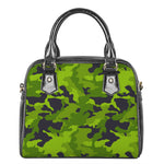 Lime Green Camouflage Print Shoulder Handbag