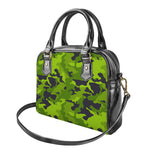 Lime Green Camouflage Print Shoulder Handbag