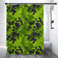 Lime Green Camouflage Print Shower Curtain