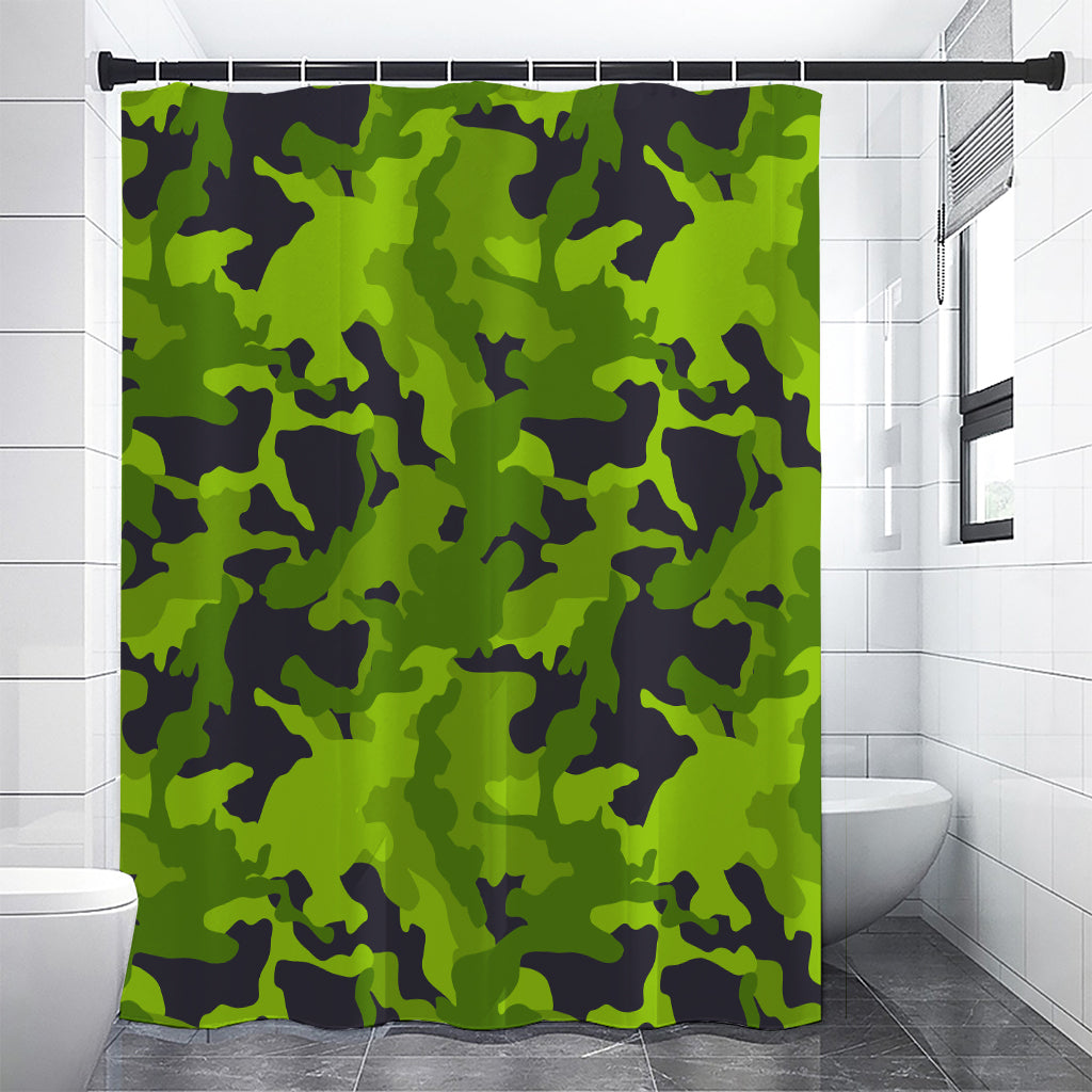 Lime Green Camouflage Print Shower Curtain