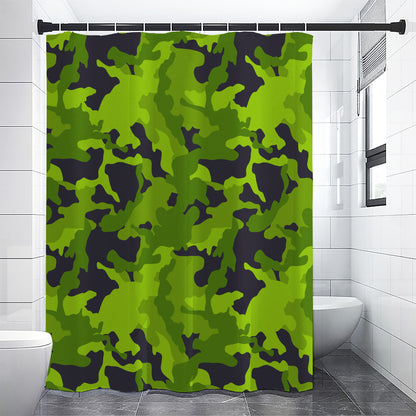 Lime Green Camouflage Print Shower Curtain