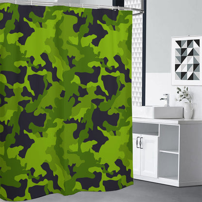 Lime Green Camouflage Print Shower Curtain