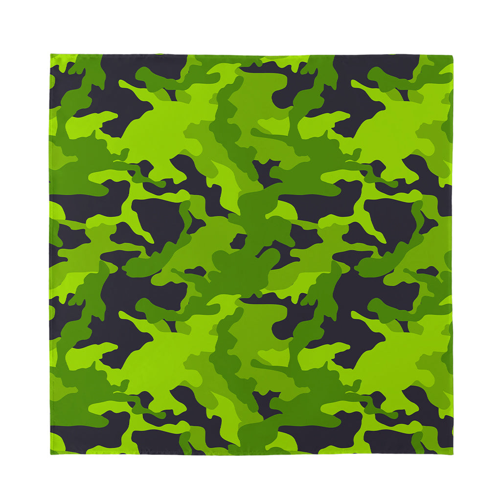 Lime Green Camouflage Print Silk Bandana