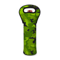 Lime Green Camouflage Print Single Neoprene Wine Tote