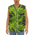 Lime Green Camouflage Print Sleeveless Baseball Jersey