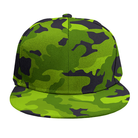 Lime Green Camouflage Print Snapback Cap