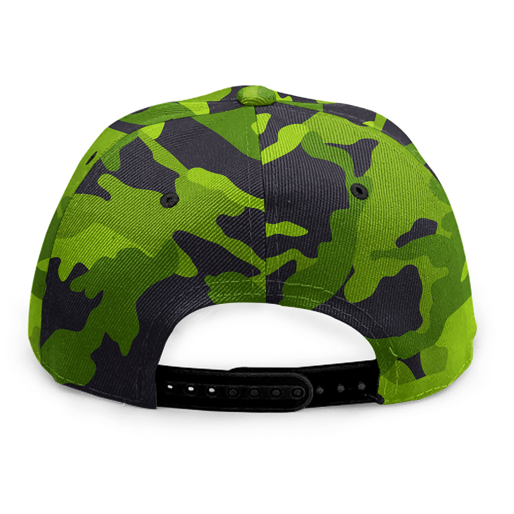 Lime Green Camouflage Print Snapback Cap