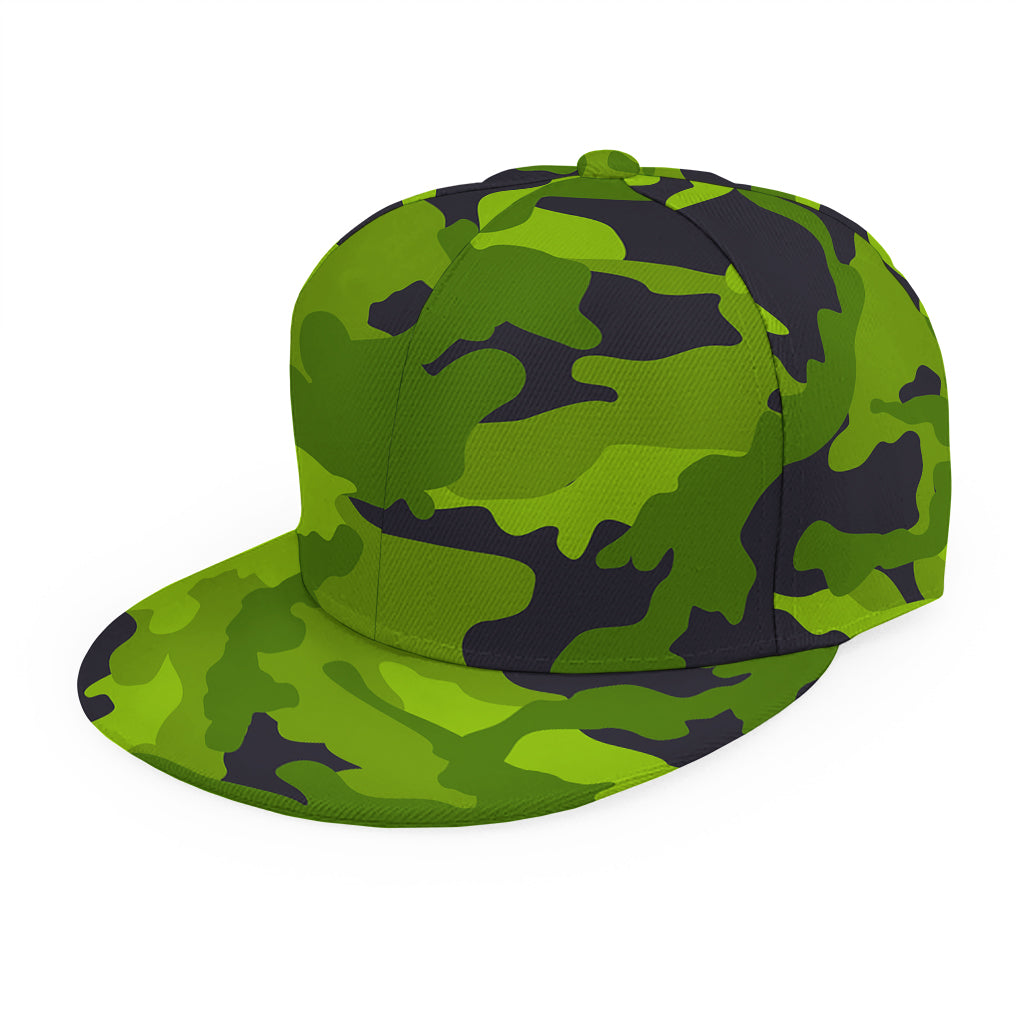 Lime Green Camouflage Print Snapback Cap