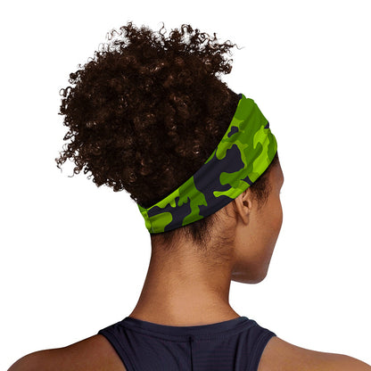 Lime Green Camouflage Print Sports Headband