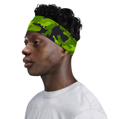 Lime Green Camouflage Print Sports Headband