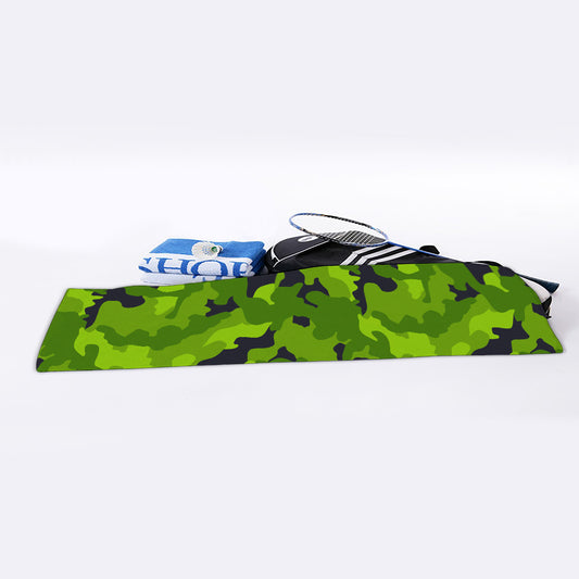 Lime Green Camouflage Print Sports Towel