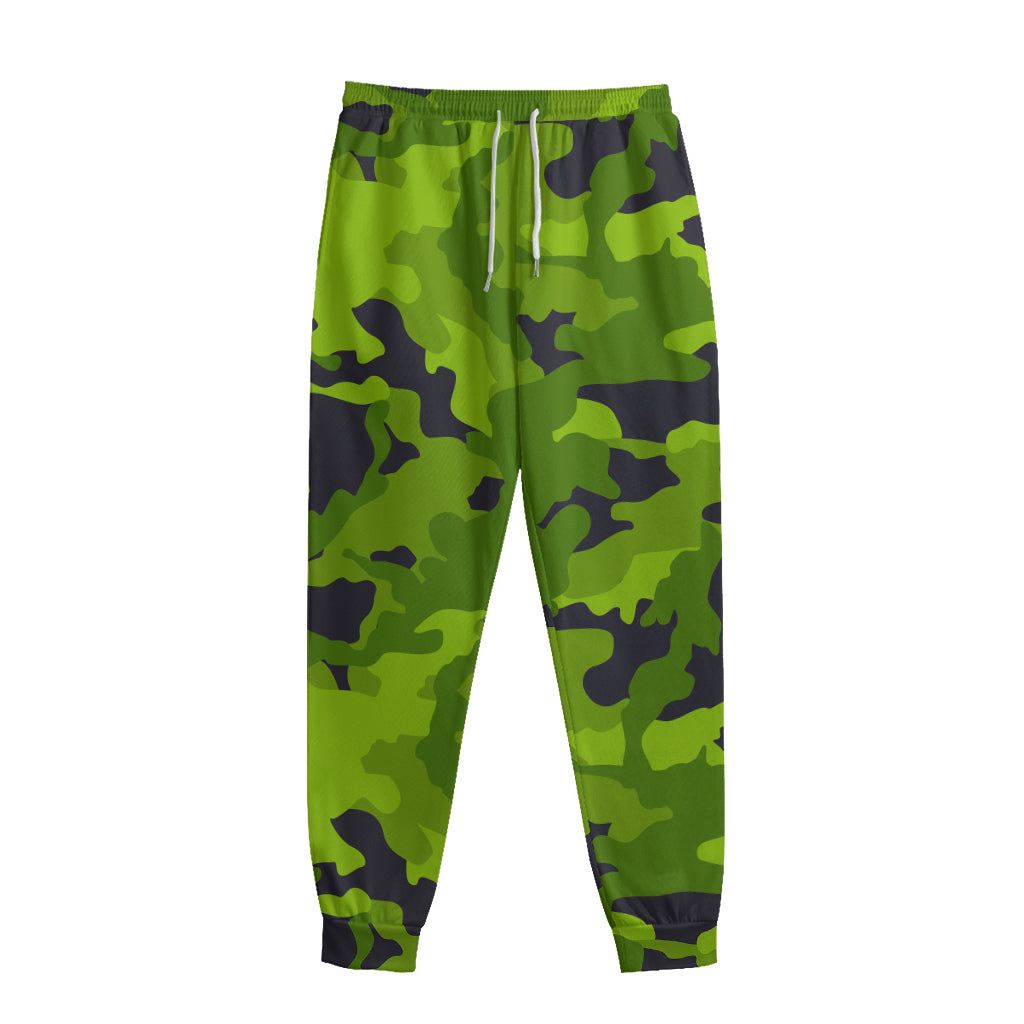 Lime Green Camouflage Print Sweatpants