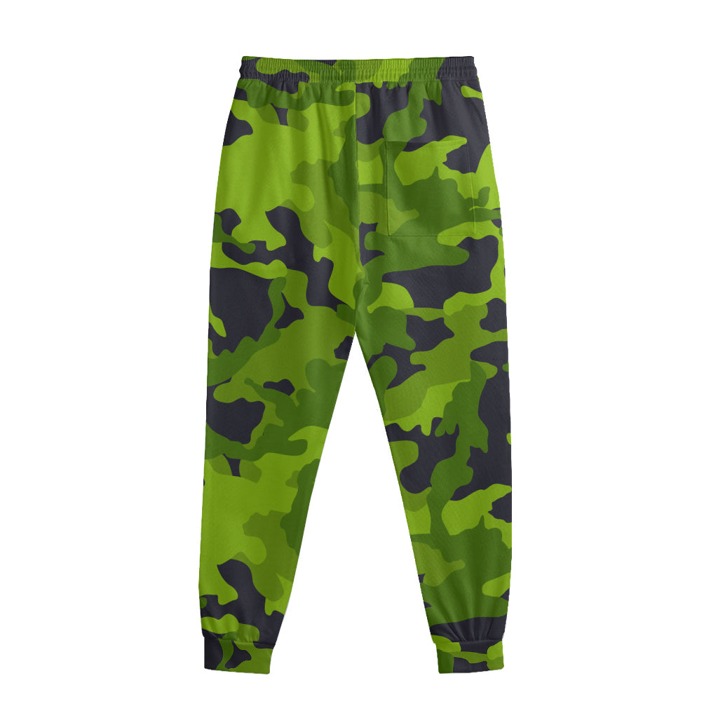 Lime Green Camouflage Print Sweatpants
