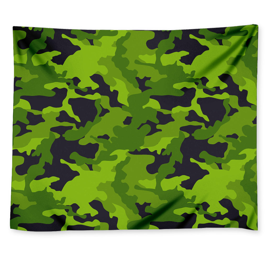 Lime Green Camouflage Print Tapestry