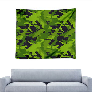 Lime Green Camouflage Print Tapestry