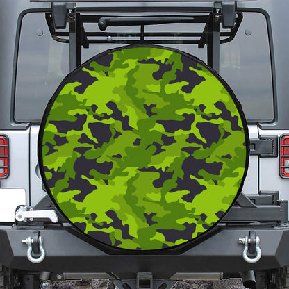 Lime Green Camouflage Print Tire Cover