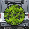 Lime Green Camouflage Print Tire Cover With Camera Hole