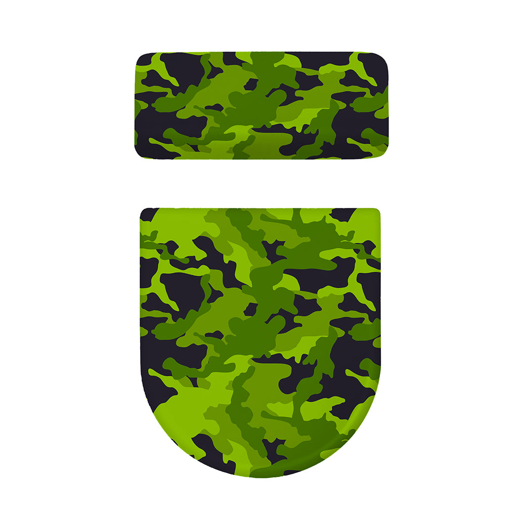 Lime Green Camouflage Print Toilet Lid And Tank Cover Set